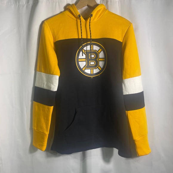 Fanatics NHL Boston Bruins Hoodie Sweatshirt Black Yellow Women's Medium - Picture 1 of 4